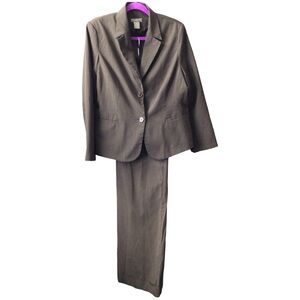 Investments Brown Pinstripe Business style Pantsuit size 16P